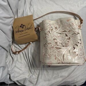 Patricia Nash Cream & Rose Gold Leather Floral Crossbody